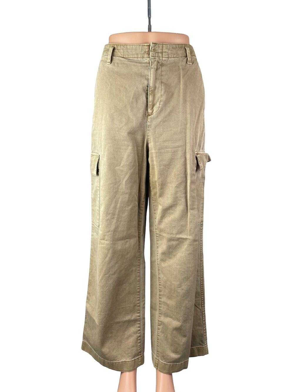 Gap Women's Beige Khaki High Rise Wide Leg Baggy Cargo Trousers Pants Size 8